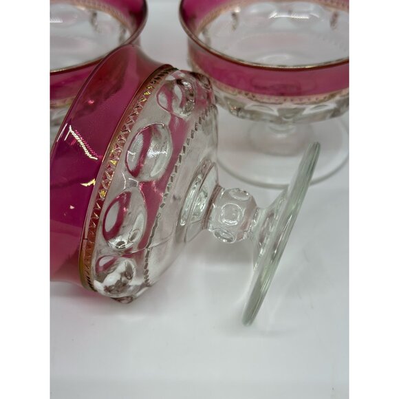 VTG Tiffin Kings Crown Thumbprint Sherbet/Dessert Dishes Set of 3 Glass Pedestal - Picture 6 of 7